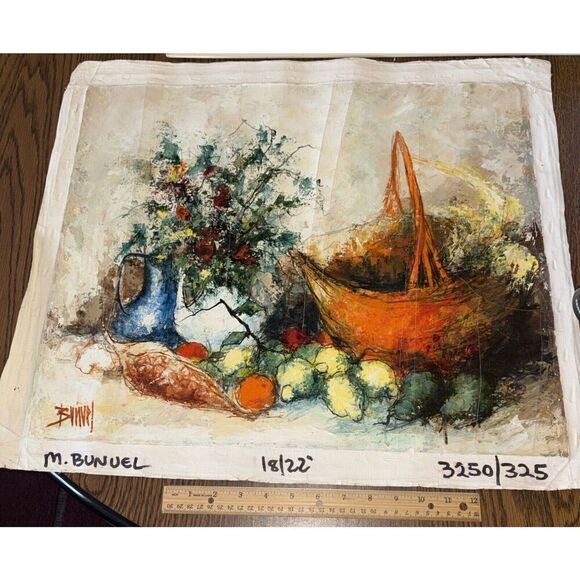 LISTED SPANISH MANUEL BUNUEL Signed ORIGINAL OIL on CANVAS Floral STILL LIFE